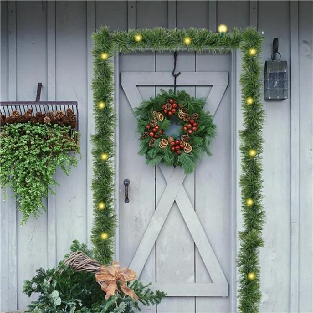 50FT Pre-lit Christmas Green Garland, Lighted Artificial Pine Garlands